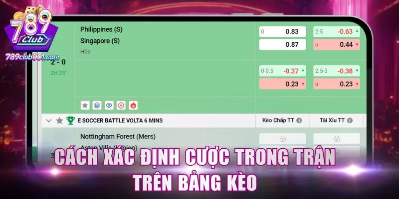 Cách xác định cược trong trận trên bảng kèo